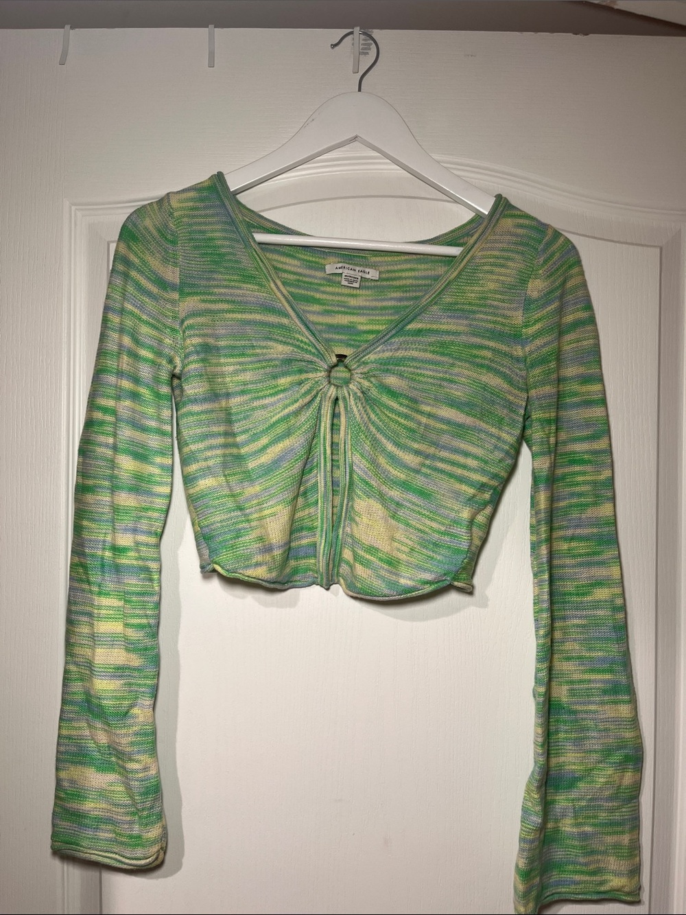 American Eagle Outfitters Green Multicolor Ring-Tie Crop Top